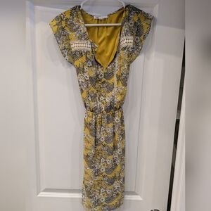 DR2 Mustard and Black Floral Midi Dress